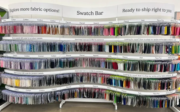 Michaels stores now carry fabric in 90 percent of locations